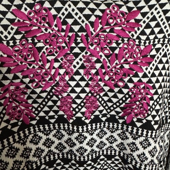 Maeve Black and White Blouse with Pink Embroidery - Picture 5 of 8
